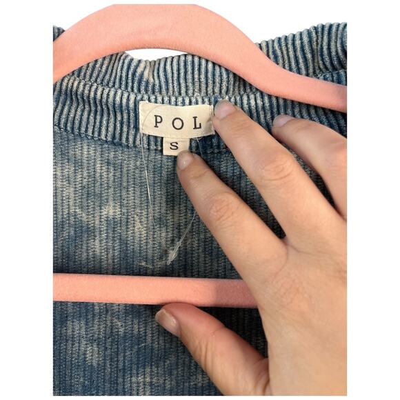 POL blue corduroy shacket jacket button front raw hem oversized small NWOT - Picture 6 of 6